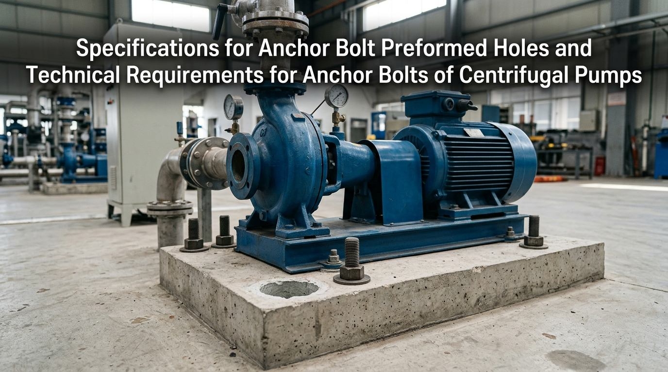 Specifications pro anchora Bolt Preformed Foramina et Technical Requisita ad Anchoram clutis Centrifugae Pumps